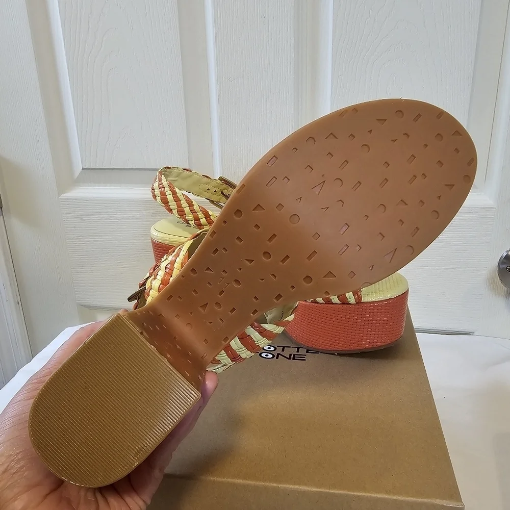 Charlotte Stone Orange and Cream Woven Platform Sandals
